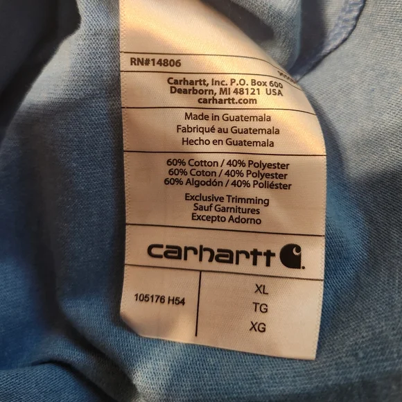 Carhartt Blue Pocket T-Shirt - Picture 4 of 4
